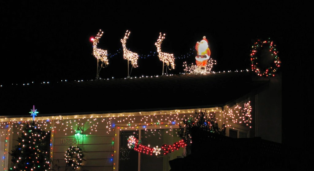 Santa and Reindeer on roof