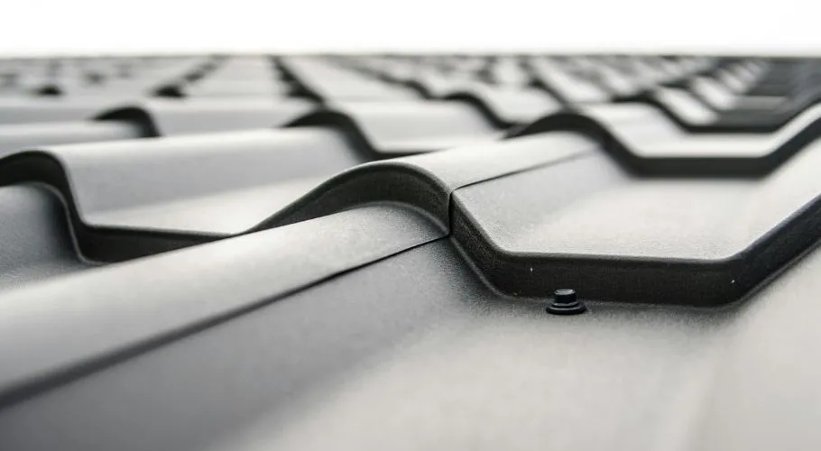 close-up of gray metal roof