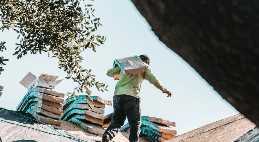 local roofer working on a project