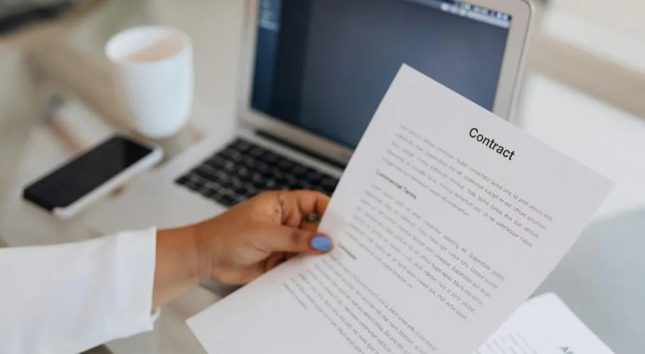 person reading a contract