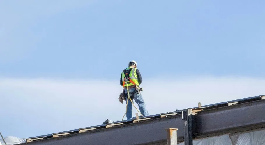 professional roofing contractor during a project