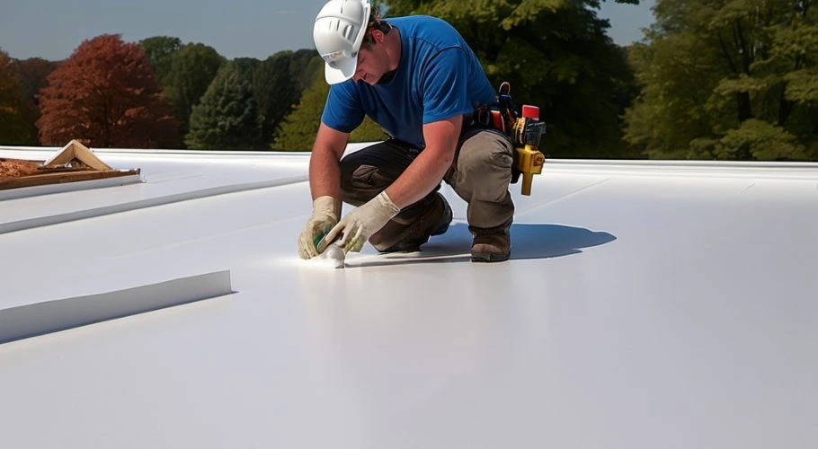 Robbins Roofing professional roofer in action.