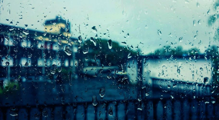 Raindrops on a window.