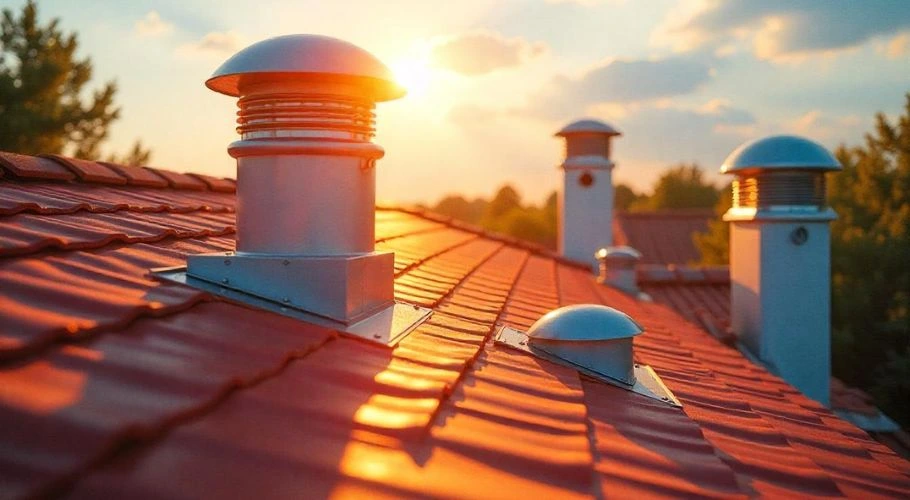Roof vents on a roof.