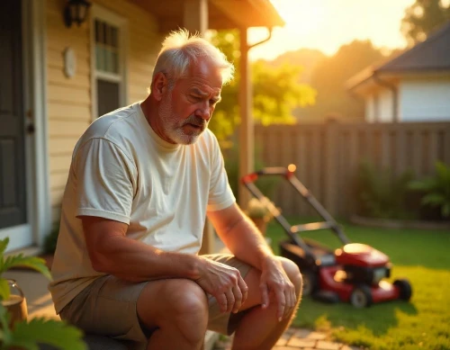 A homeowner sweating profusely due to heat waves