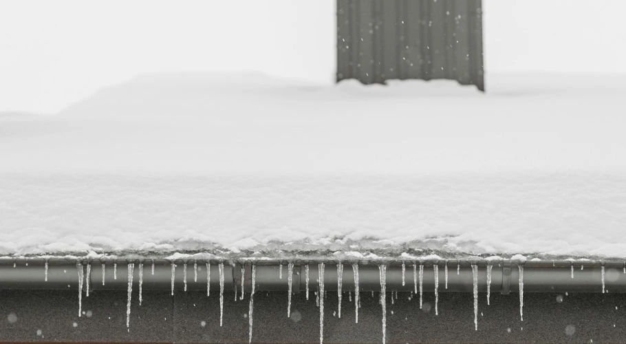 Ice dams on a roof.
