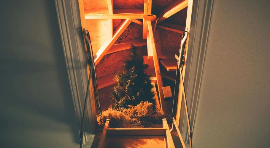 Ladder leading to the attic.