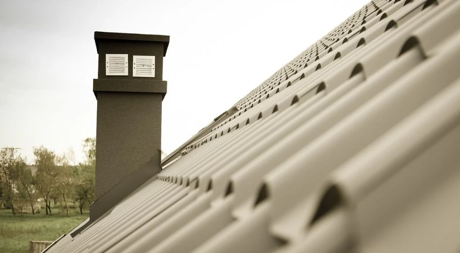 chimney with roof flashing