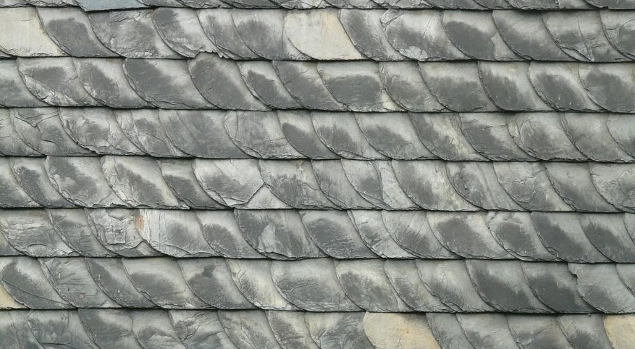 close-up of slate tile roofing