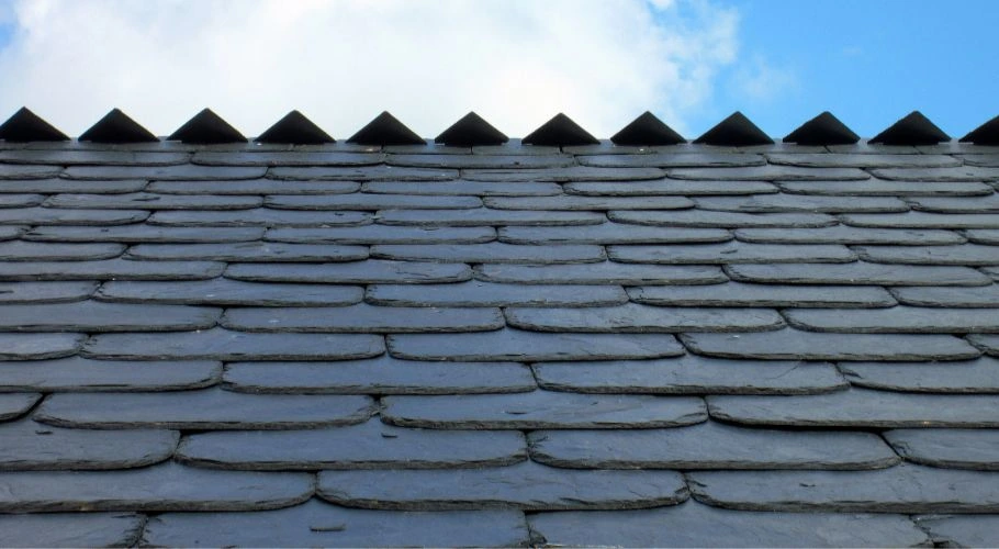close-up of slate roof tiles