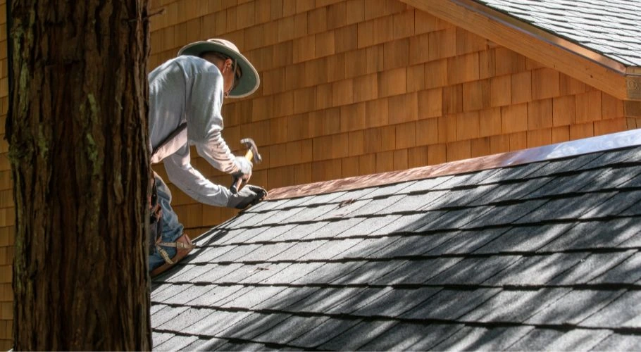 man doing regular maintenance and roof repair