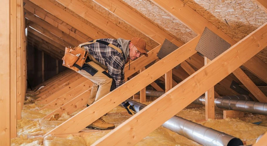 professional inside an attic