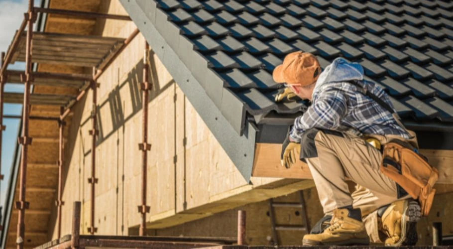 roofing contractor installing new roof